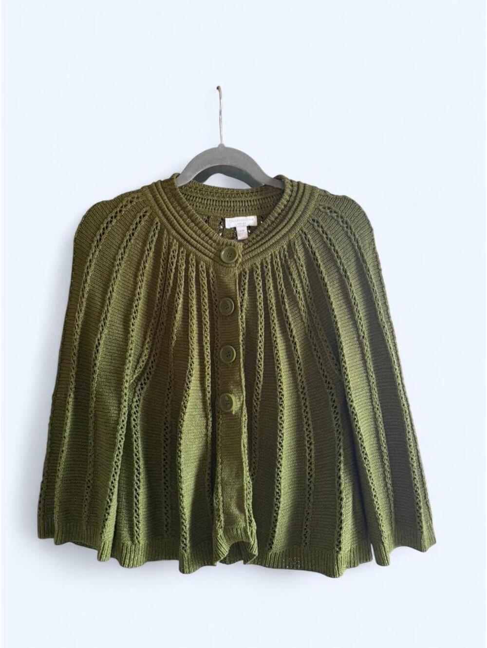 Charter Club Women's Green and Khaki Cardigan